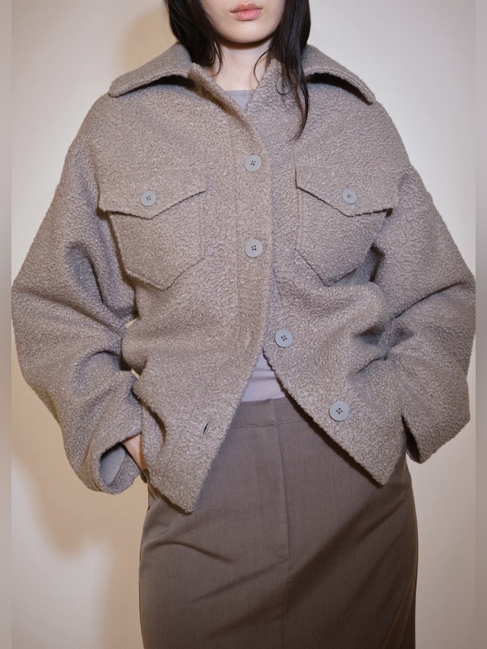 Mango Brown Sherpa jacket with pockets NWT